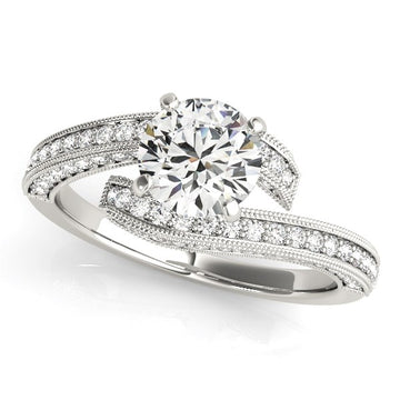 14k White Gold Round Diamond Bypass Style Engagement Ring (1 1/2 cttw) for Women | Yene Store