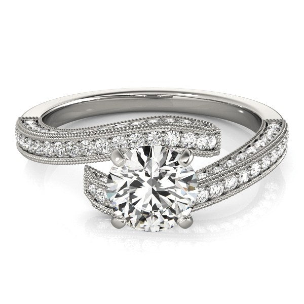 14k White Gold Round Diamond Bypass Style Engagement Ring (1 1/2 cttw) for Women | Yene Store