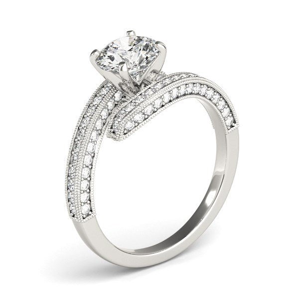 14k White Gold Round Diamond Bypass Style Engagement Ring (1 1/2 cttw) for Women | Yene Store