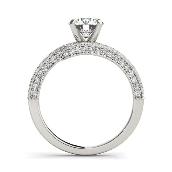 14k White Gold Round Diamond Bypass Style Engagement Ring (1 1/2 cttw) for Women | Yene Store