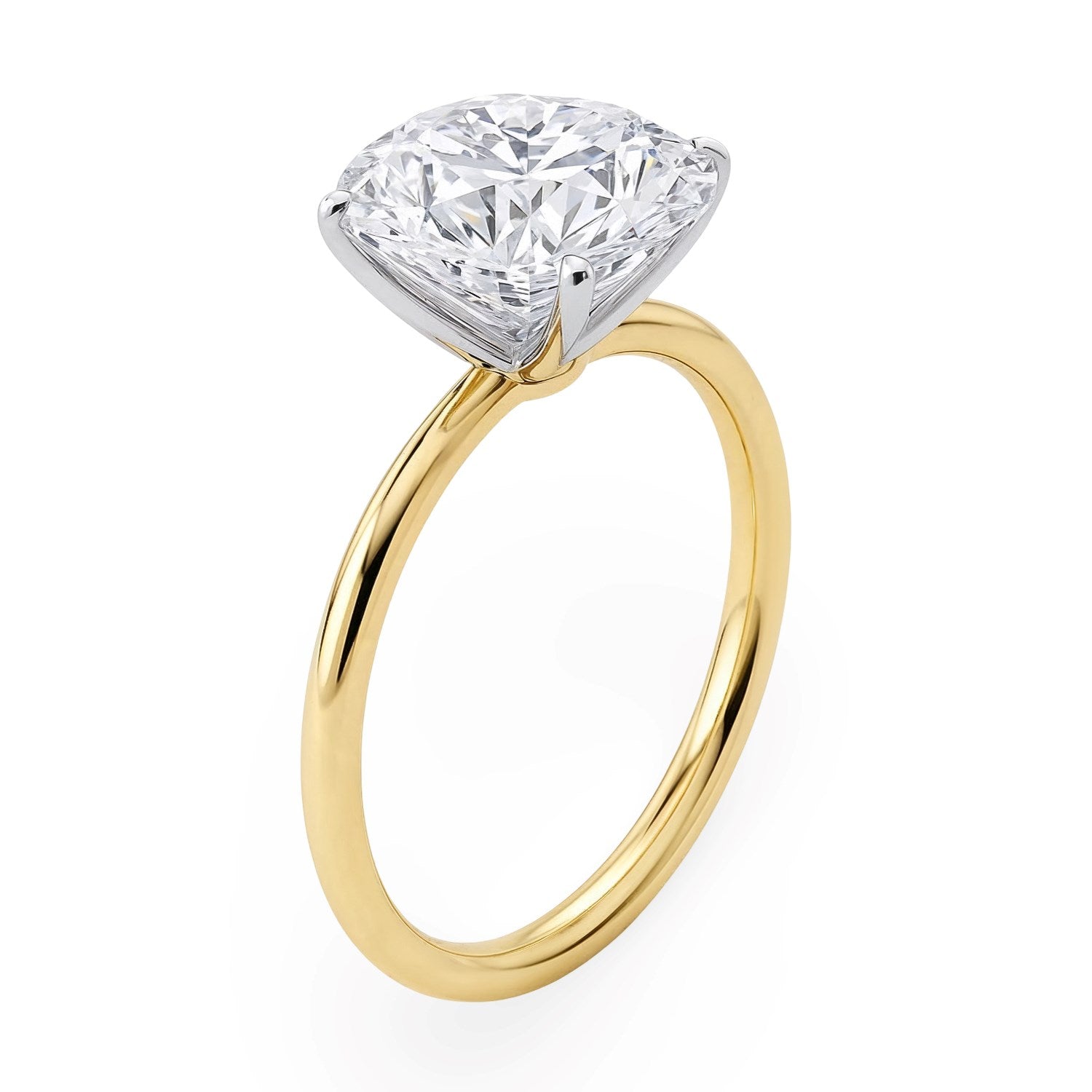 3 Carat Round Lab Grown IGI G/VS1 Diamond Solitaire Ring in 14K Yellow Gold