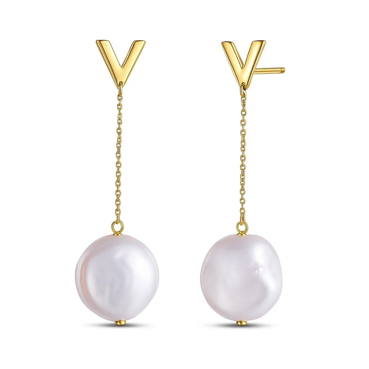 14k Yellow Gold Tesoro Pearl Drop Earrings for Women | Yene Store