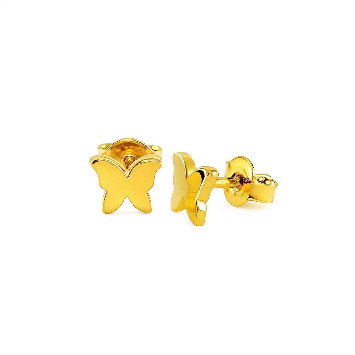 14k Yellow Gold Polished Butterfly Earrings for Women | Yene store
