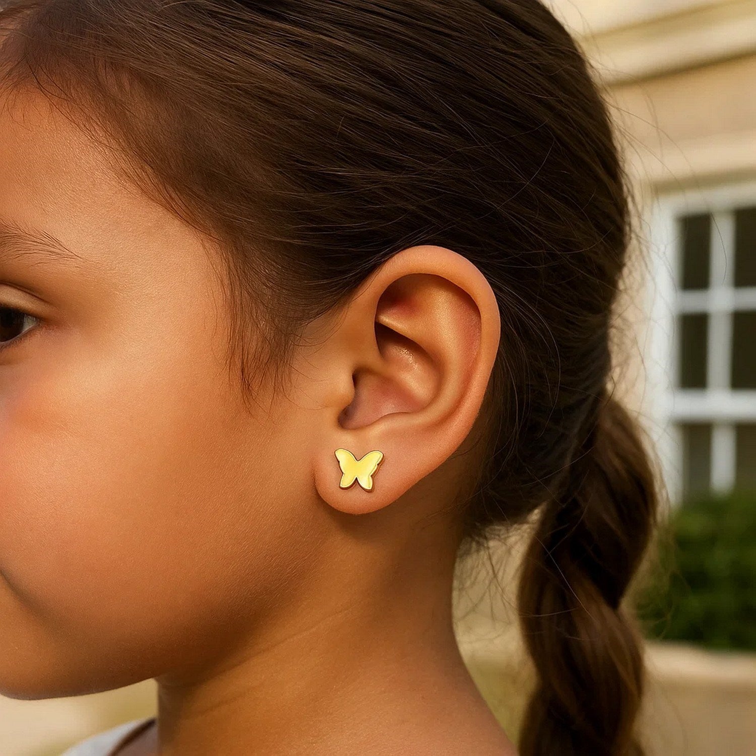 14k Yellow Gold Polished Butterfly Earrings for Women | Yene store
