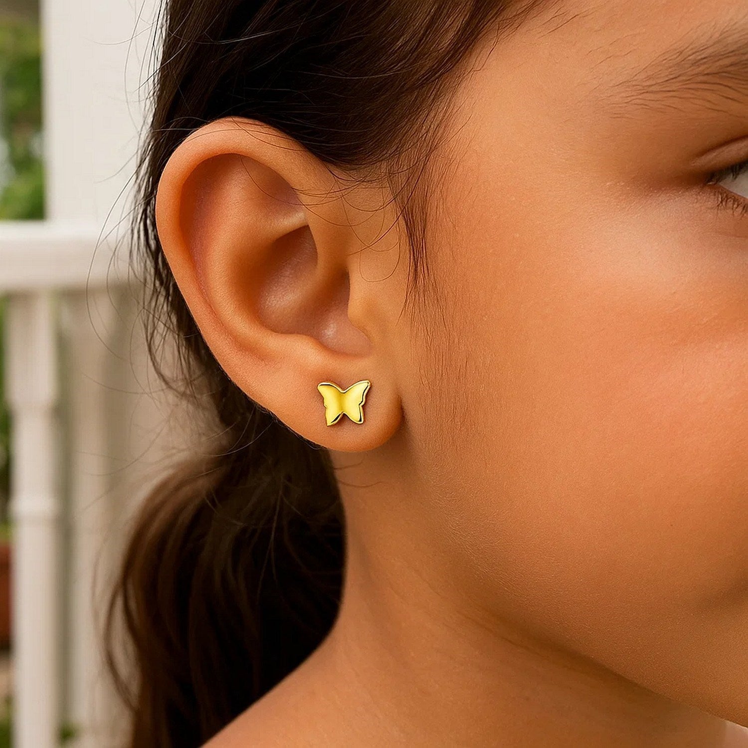 14k Yellow Gold Polished Butterfly Earrings for Women | Yene store
