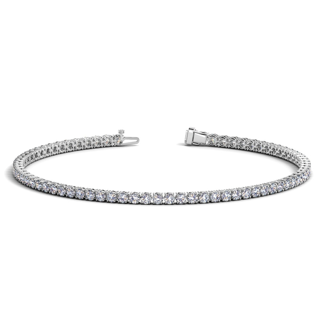 Lab Grown Round Diamond Tennis Bracelet in 14k White Gold (2 cctw F/G VS2/SI1) for Women | Yenestore 