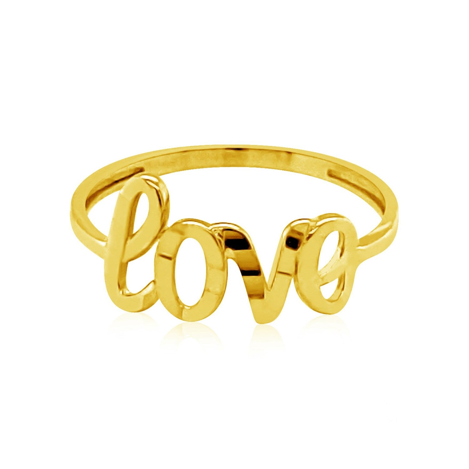 14k Yellow Gold Ring with Love for Women | Yene Store