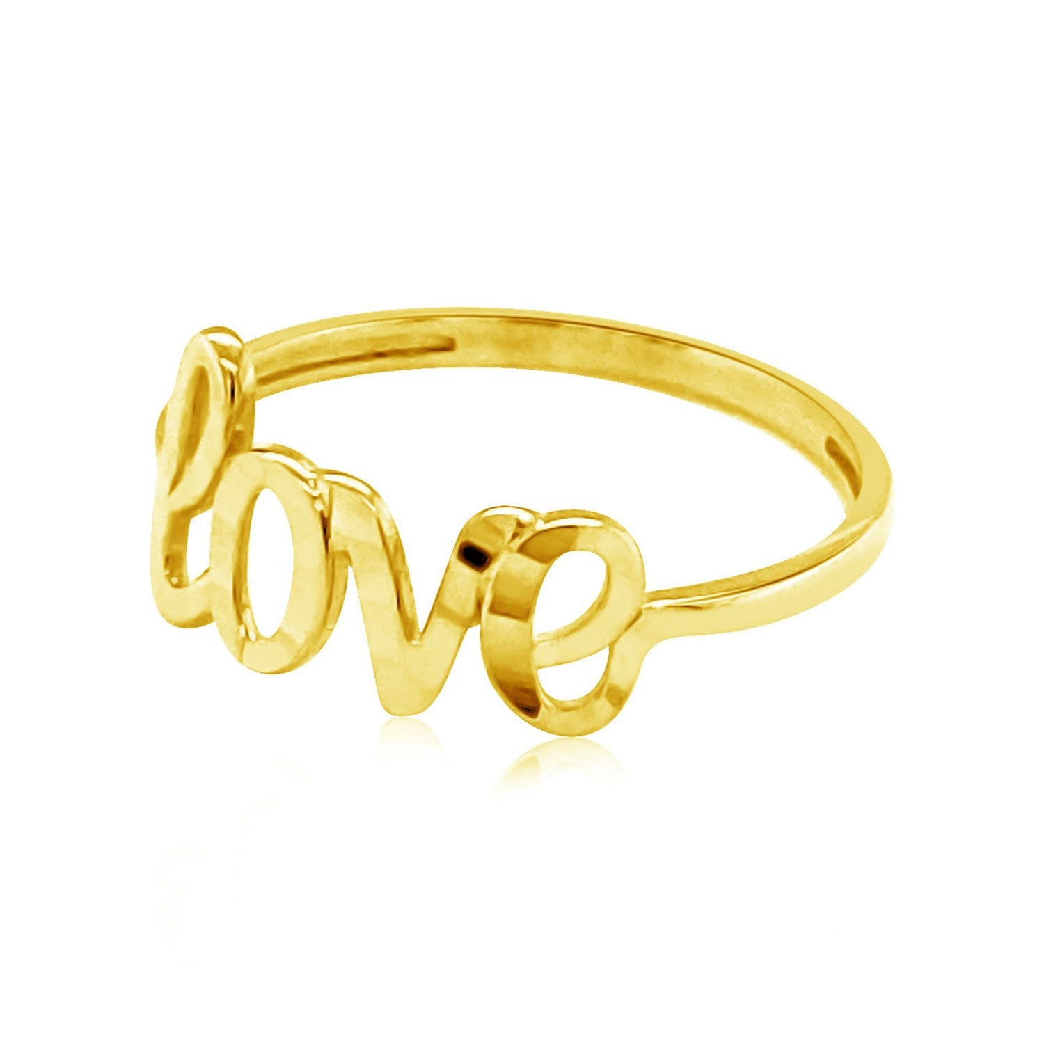 14k Yellow Gold Ring with Love for Women | Yene Store