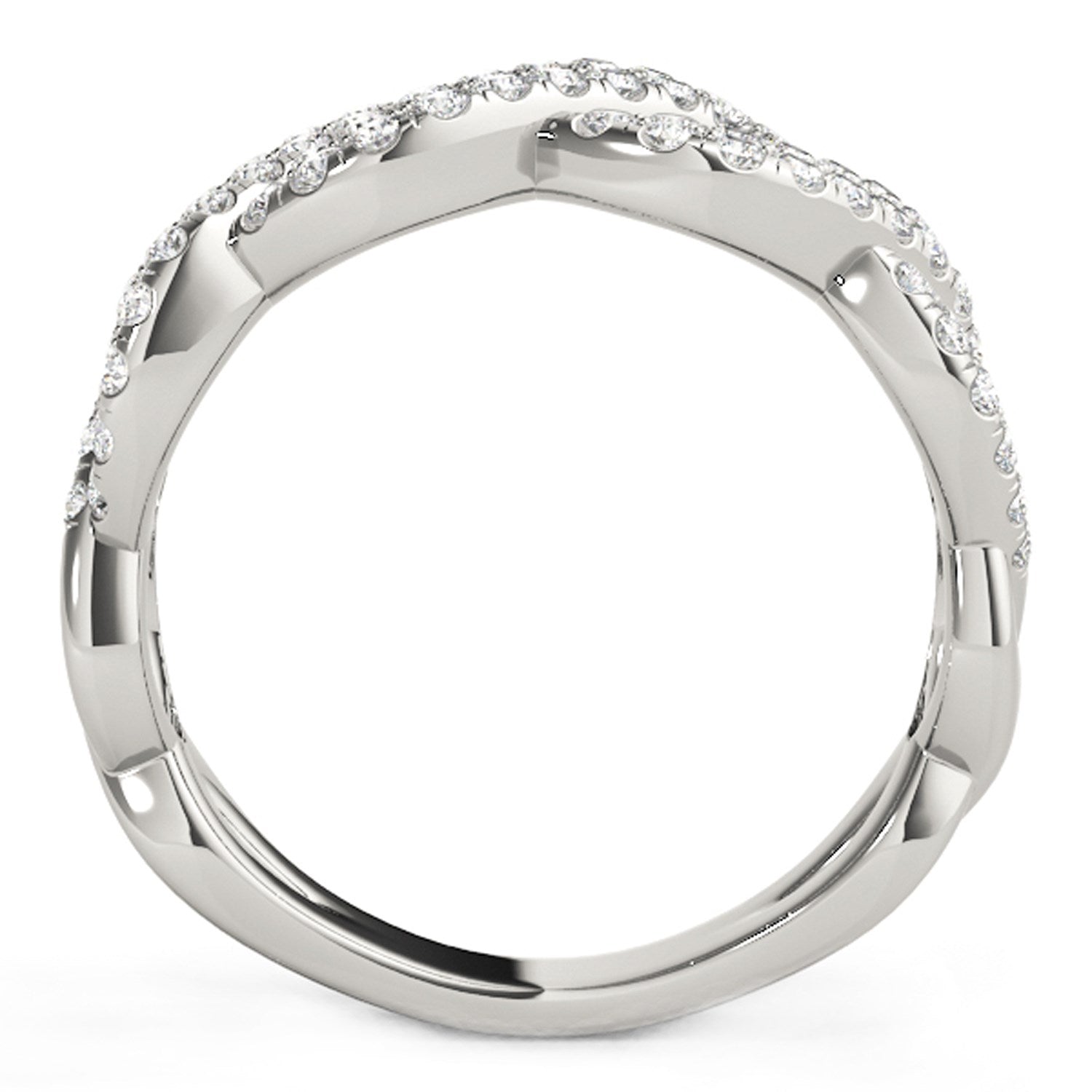 Diamond Studded Interlocking Waves Ring in 14k White Gold (5/8 cttw) for Women | Yene store