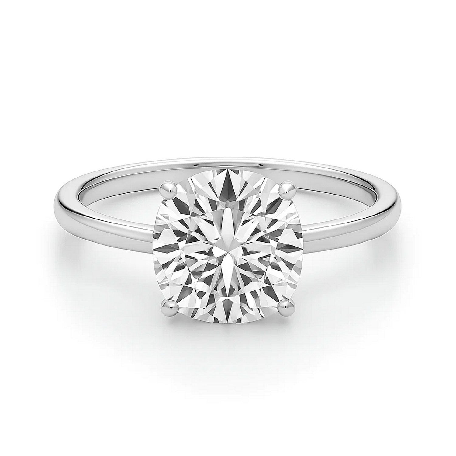 3 Carat Cushion Lab Grown IGI G/VS1 Diamond Solitaire Ring in 14K White Gold