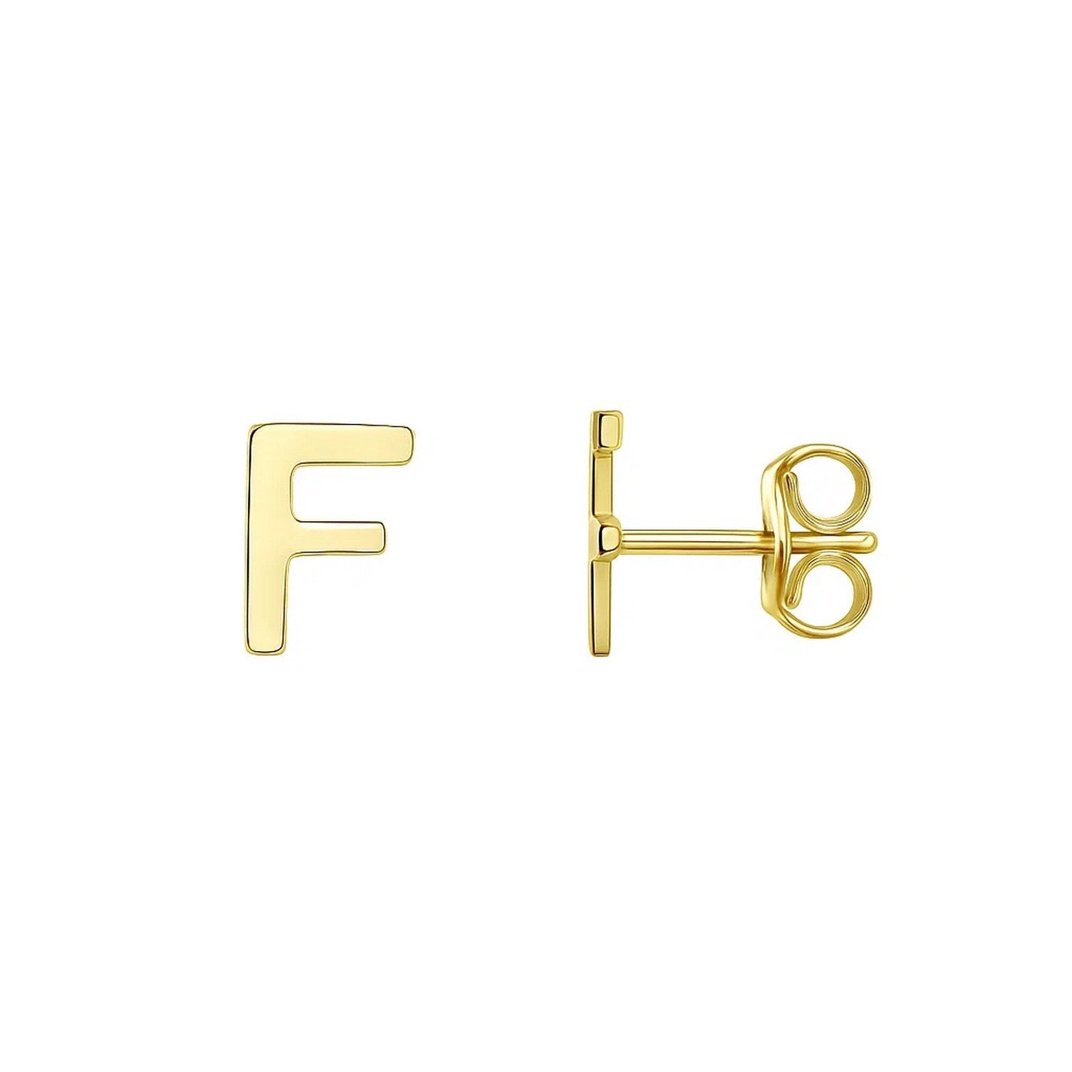 14K Yellow Gold Yours Truly Initial F Stud Earrings for Women |  Yene store