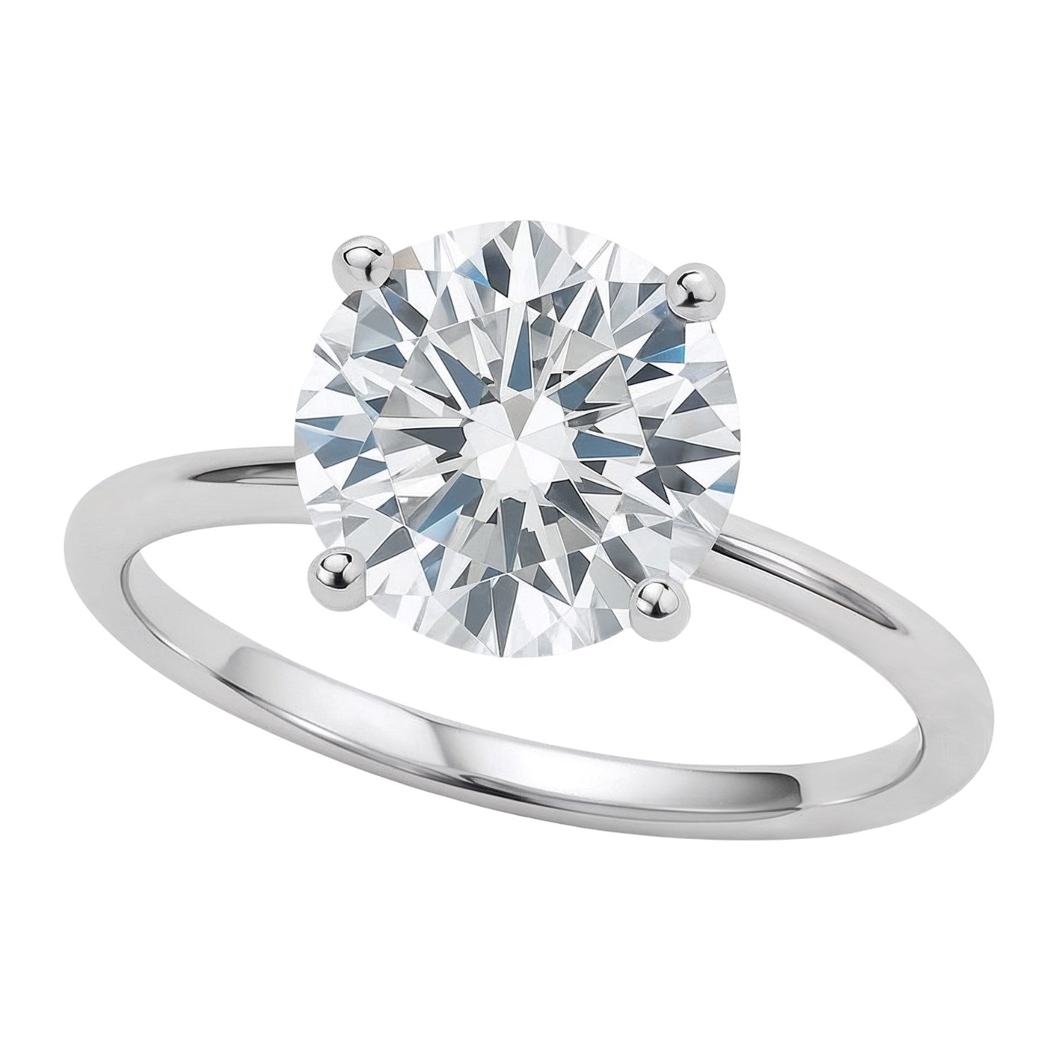 3 Carat Round Lab Grown IGI G/VS1 Diamond Solitaire Ring in 14K White Gold