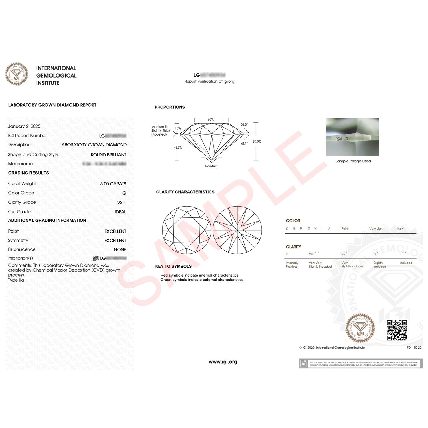 3 Carat Round Lab Grown IGI G/VS1 Diamond Solitaire Ring in 14K White Gold