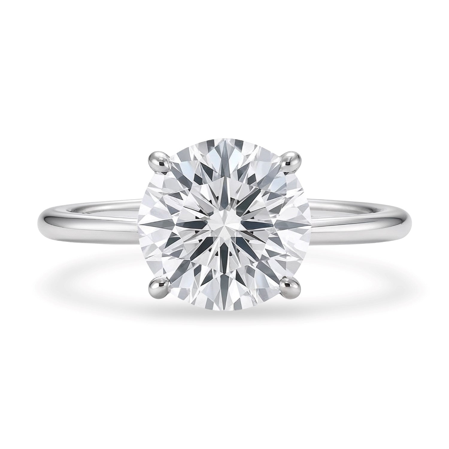 3 Carat Round Lab Grown IGI G/VS1 Diamond Solitaire Ring in 14K White Gold
