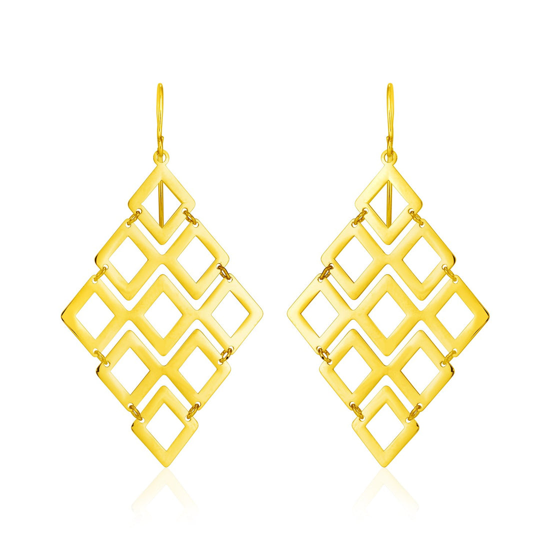 14k Yellow Gold Earrings with Polished Open Diamond Motifs for Women |  Yene store