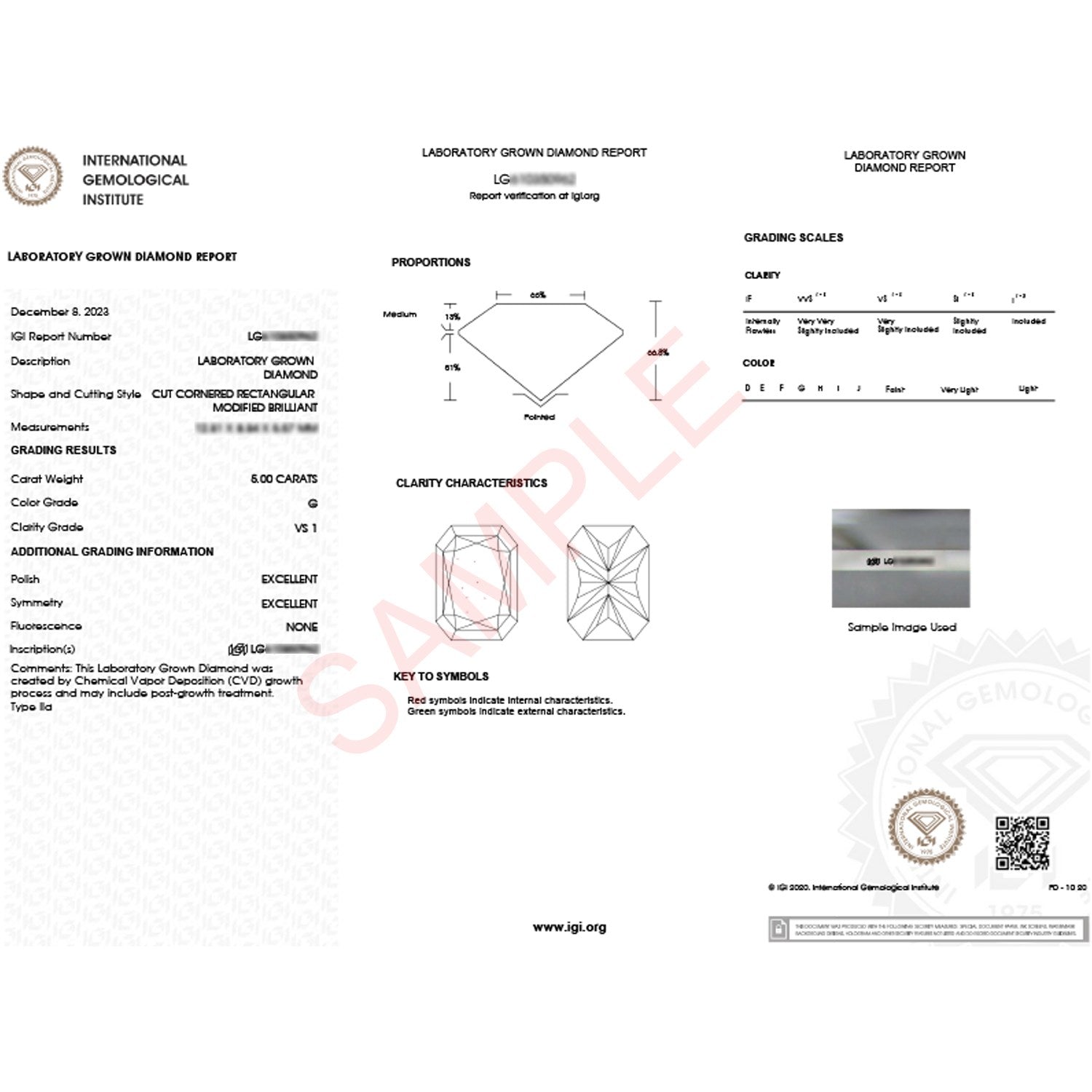 5 Carat Radiant Lab Grown IGI G/VS1 Diamond Solitaire Ring in 14K Yellow Gold