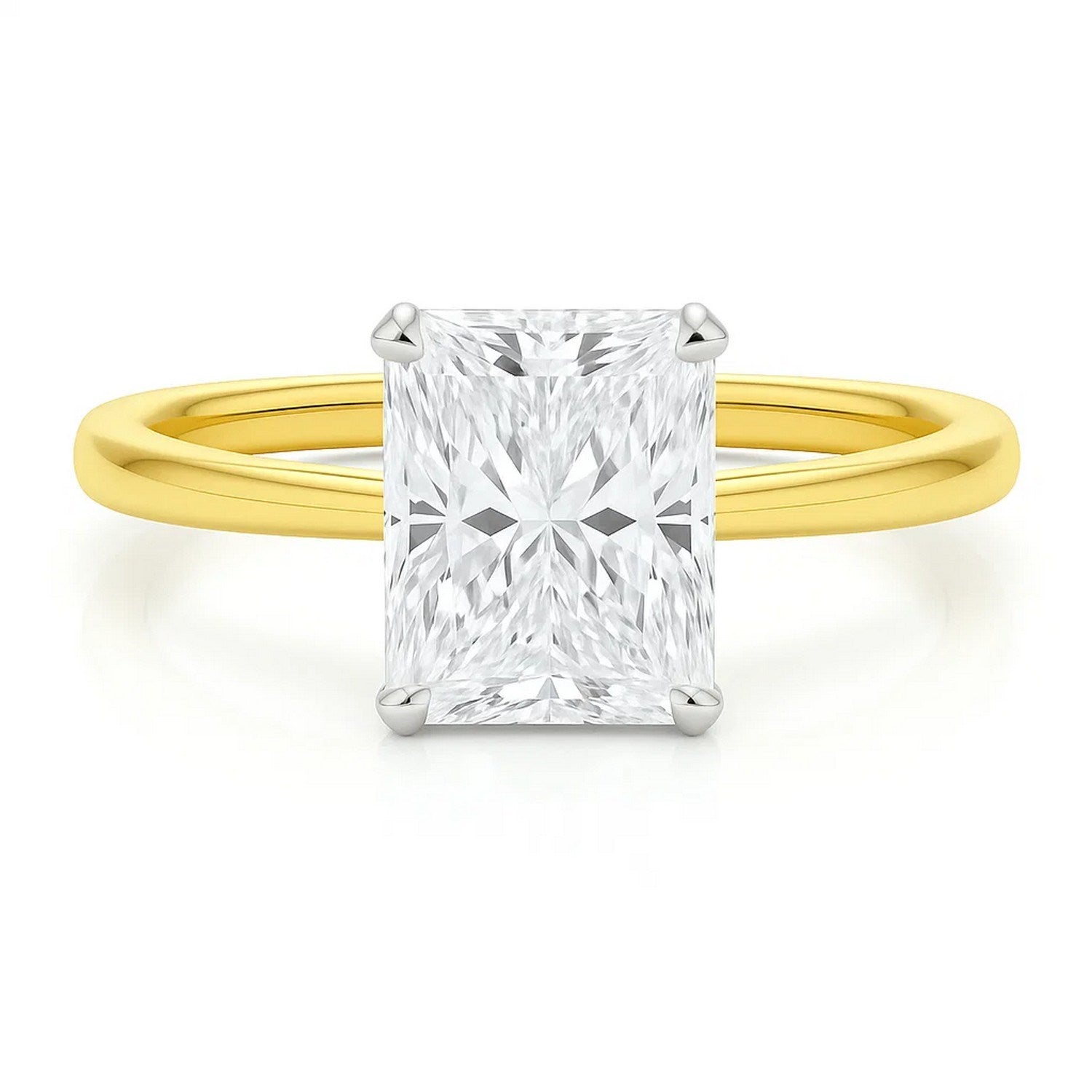 5 Carat Radiant Lab Grown IGI G/VS1 Diamond Solitaire Ring in 14K Yellow Gold
