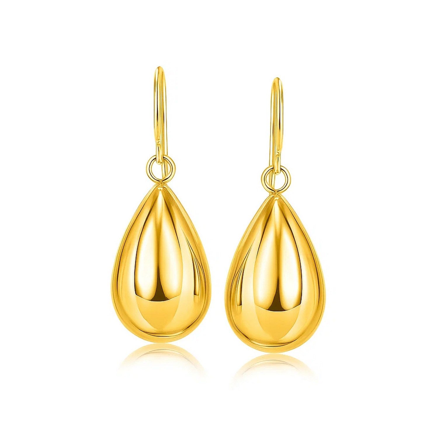 14k Yellow Gold Polished Teardrop Motif Drop Earrings for Women | Yene Store
