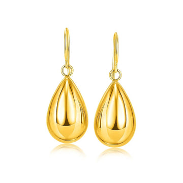 14k Yellow Gold Polished Teardrop Motif Drop Earrings for Women | Yene Store