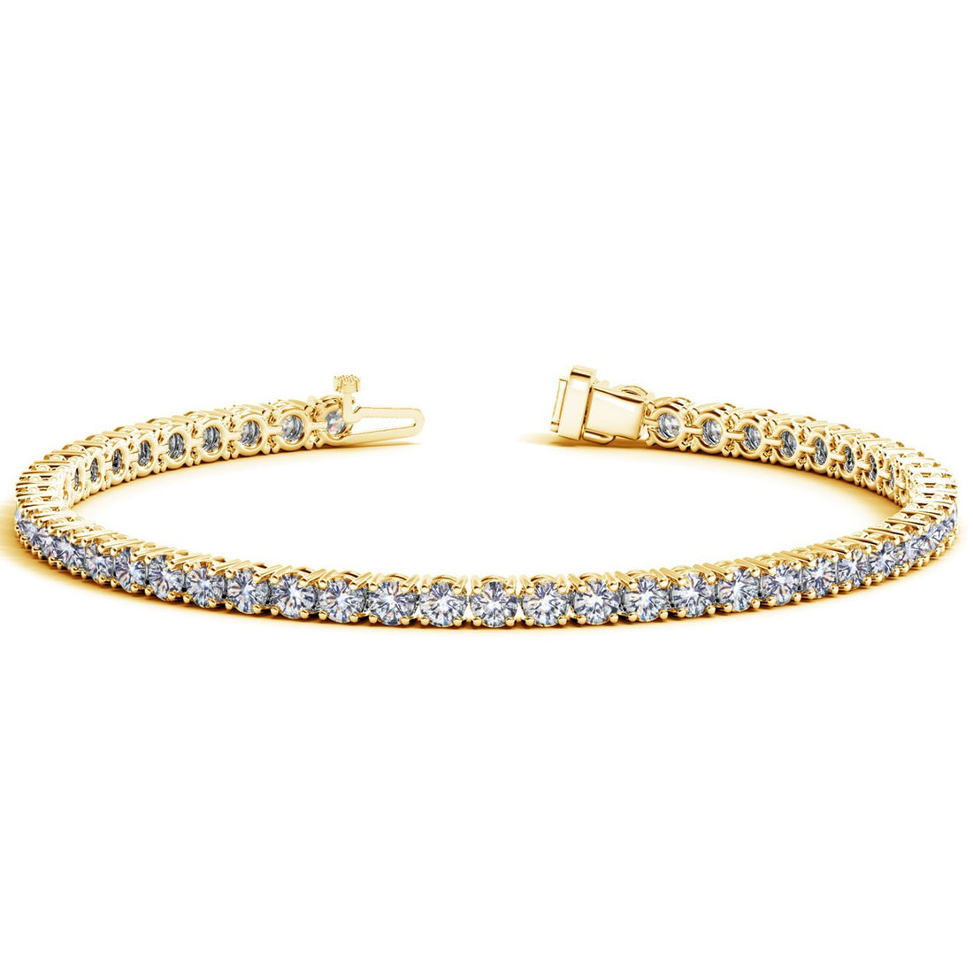 Lab Grown Round Diamond Tennis Bracelet in 14k Yellow Gold (7 cctw F/G VS2/SI1) for Women |  Yenestore 