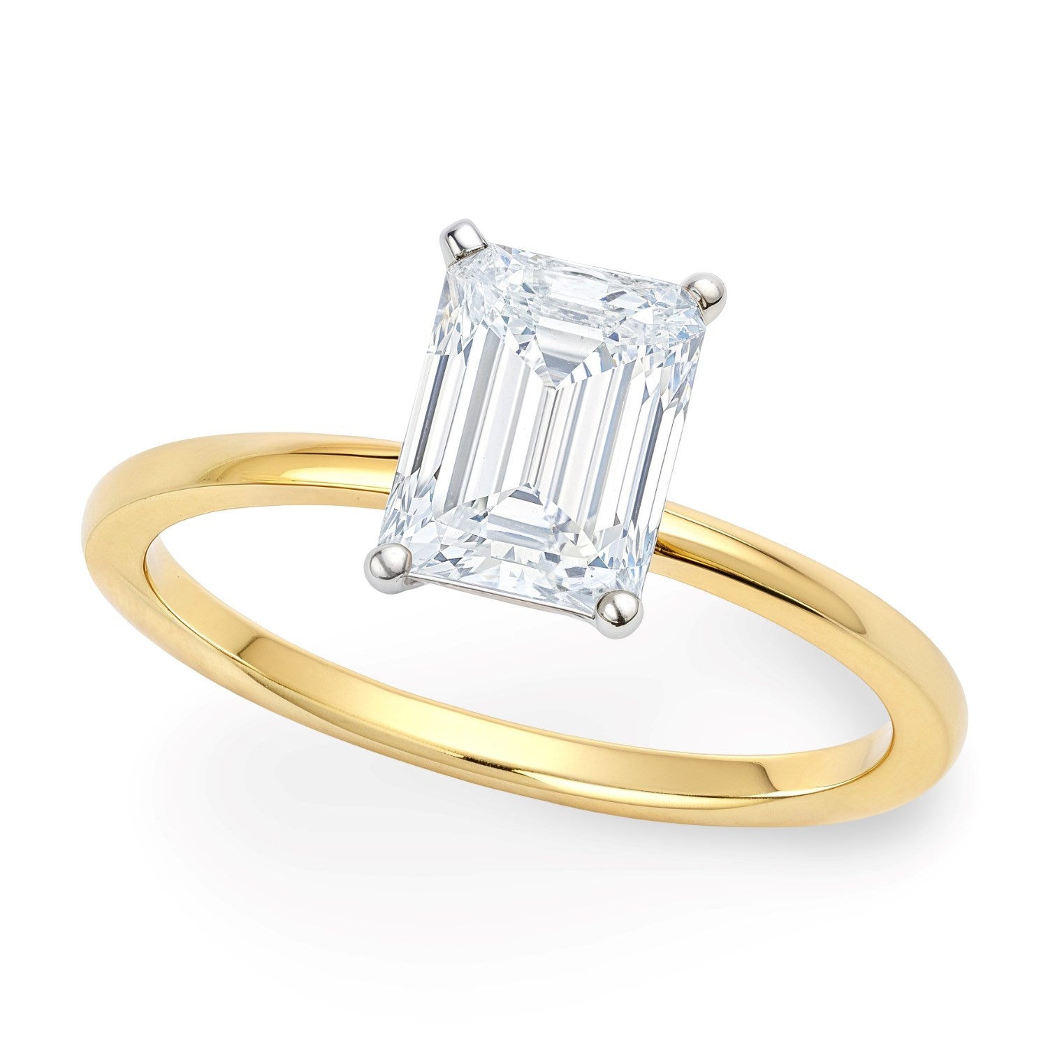 1 Carat Radiant Lab Grown IGI G/VS1 Diamond Solitaire Ring in 14K Yellow Gold