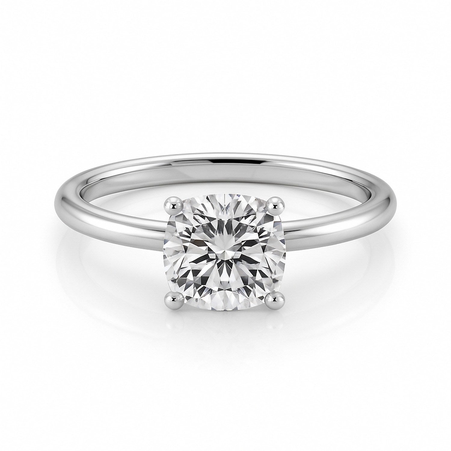 1 1/2 Carat Cushion Lab Grown IGI G/VS1 Diamond Solitaire Ring in 14K White Gold