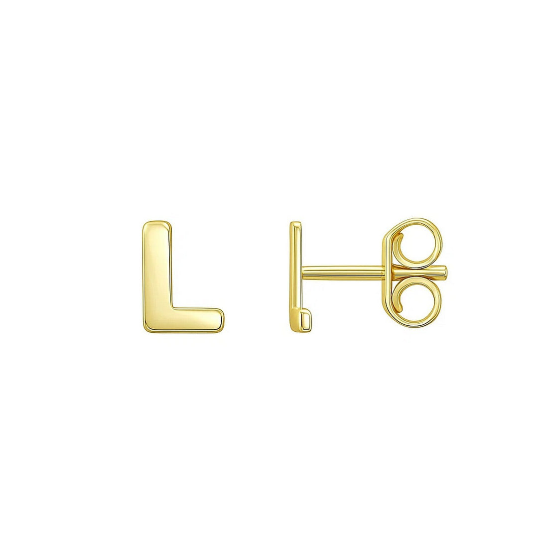 14K Yellow Gold Yours Truly Initial L Stud Earrings for Women | Yene Store