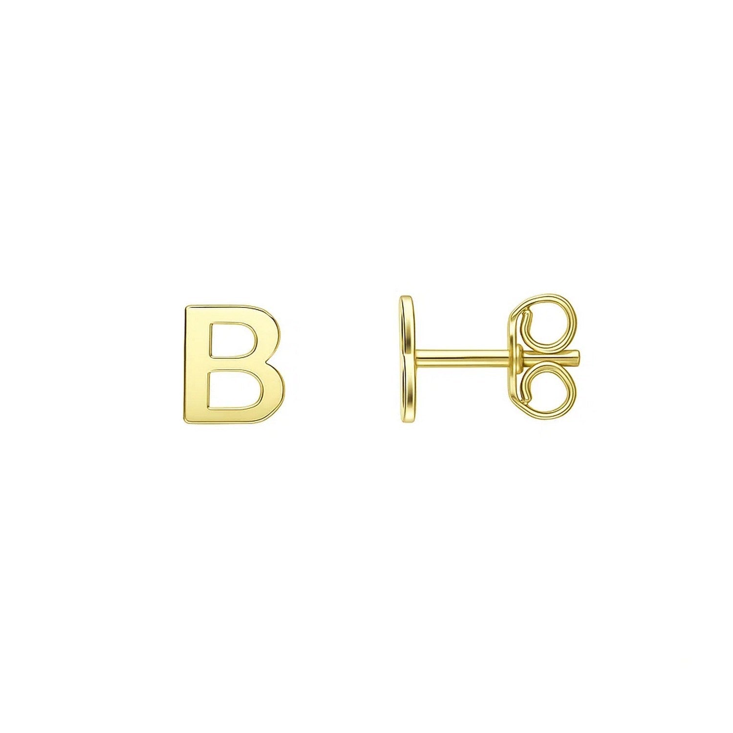 14K Yellow Gold Yours Truly Initial B Stud Earrings for Women |  Yene store