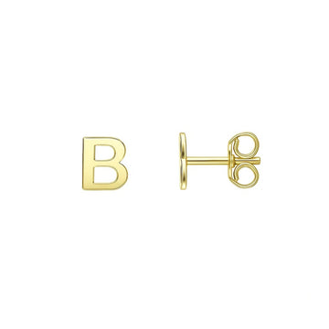 14K Yellow Gold Yours Truly Initial B Stud Earrings for Women |  Yene store