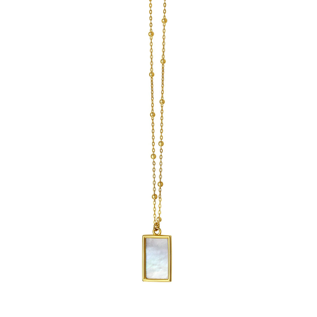 MOP Geometric Gem Rectangle Necklace in 14K Yellow Gold For Women |  Yene store
