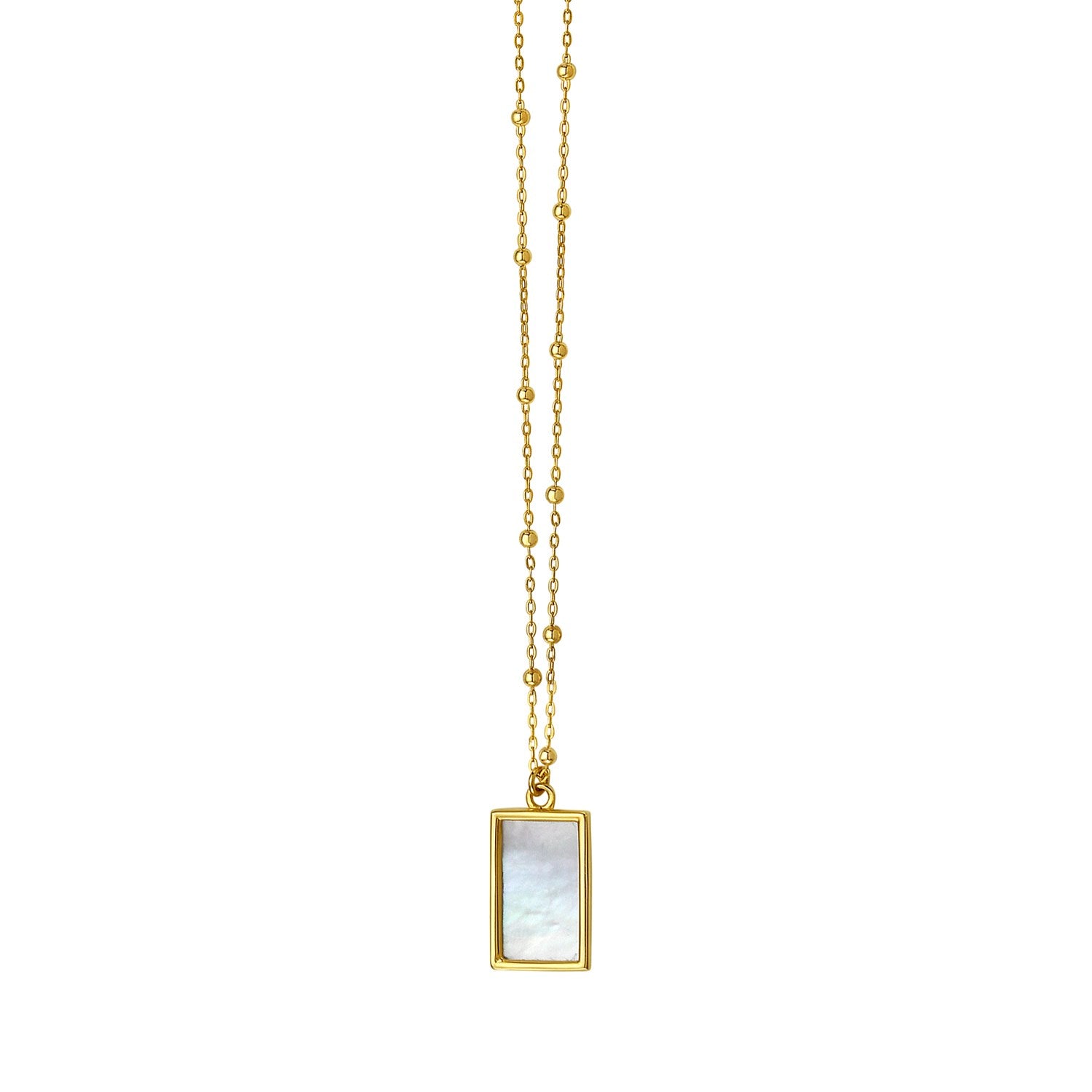 MOP Geometric Gem Rectangle Necklace in 14K Yellow Gold For Women |  Yene store