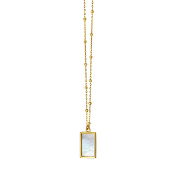 MOP Geometric Gem Rectangle Necklace in 14K Yellow Gold For Women |  Yene store