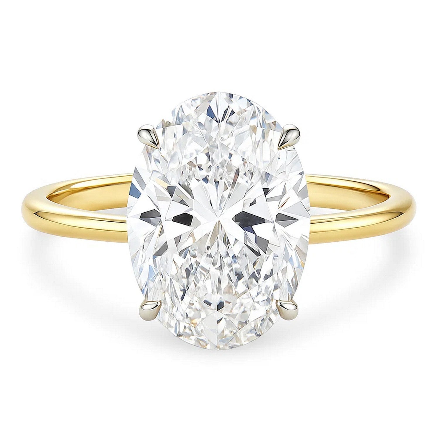 5 Carat Oval Lab Grown IGI G/VS1 Diamond Solitaire Ring in 14K Yellow Gold