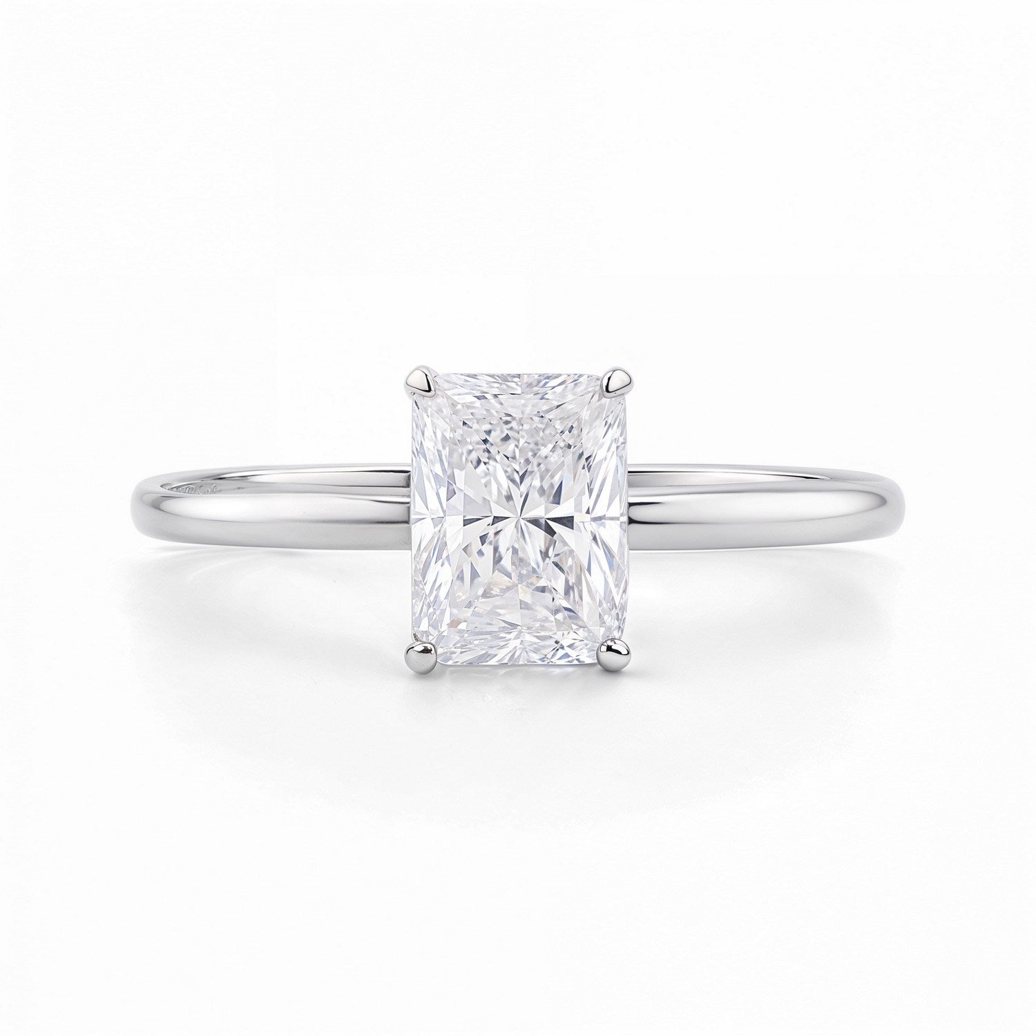 1 1/2 Carat Radiant Lab Grown IGI G/VS1 Diamond Solitaire Ring in 14K White Gold