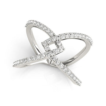 14k White Gold Fancy Entwined Design Diamond Ring (1/2 cttw) for Women | Yene store