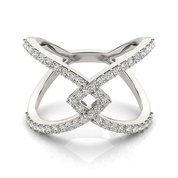 14k White Gold Fancy Entwined Design Diamond Ring (1/2 cttw) for Women | Yene store
