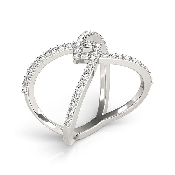 14k White Gold Fancy Entwined Design Diamond Ring (1/2 cttw) for Women | Yene store