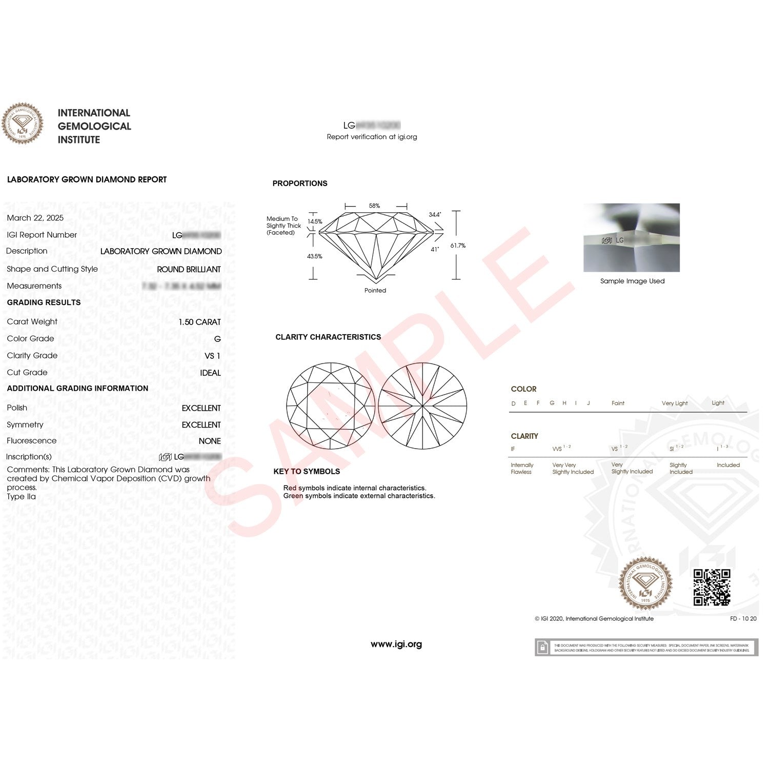 1 1/2 Carat Round Lab Grown IGI G/VS1 Diamond Solitaire Ring in 14K White Gold