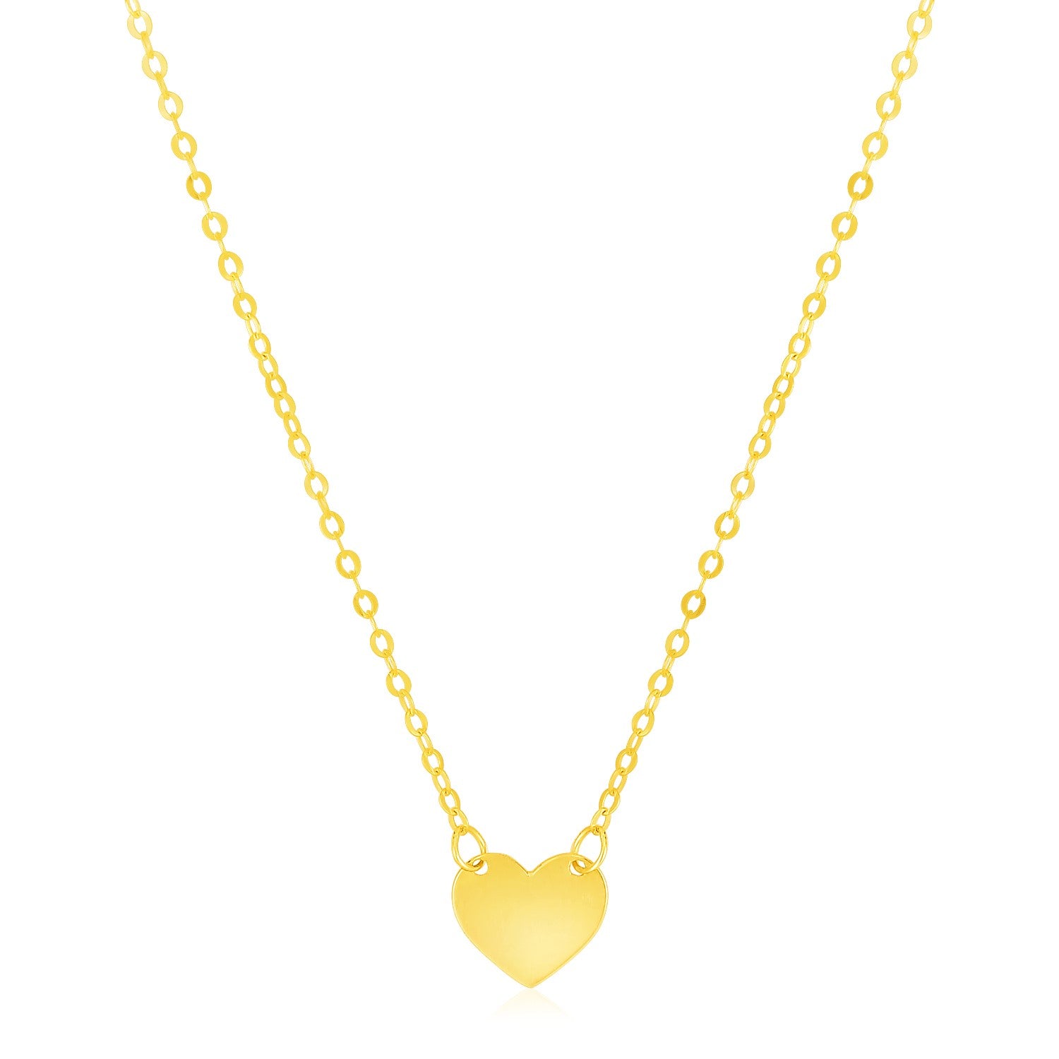 14k Yellow Gold Polished Mini Heart Necklace for Women | Yene Store