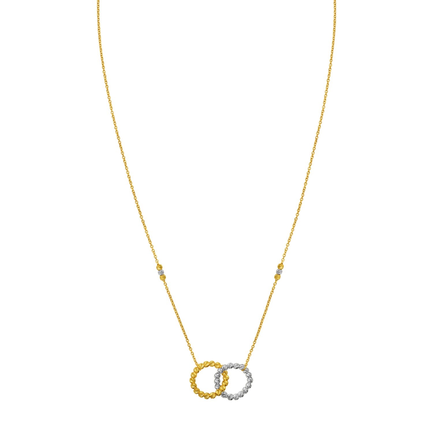 14K Two Tone Gold Interlocking Circle Necklace for Women | Yene Store