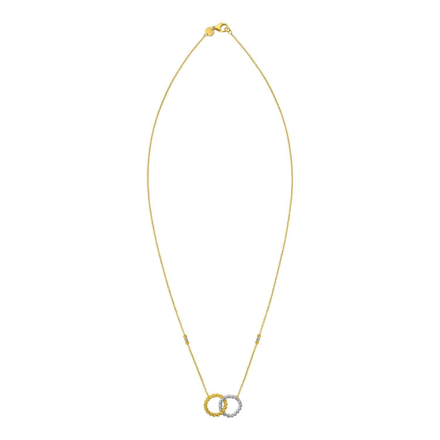 14K Two Tone Gold Interlocking Circle Necklace for Women | Yene Store