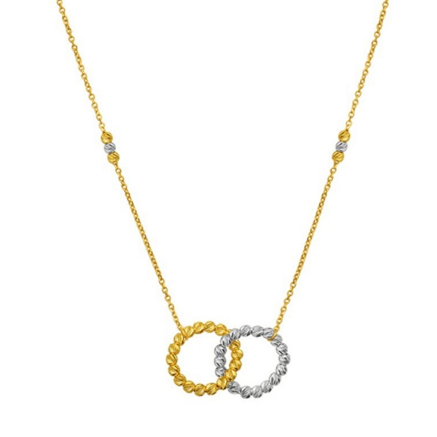 14K Two Tone Gold Interlocking Circle Necklace for Women | Yene Store