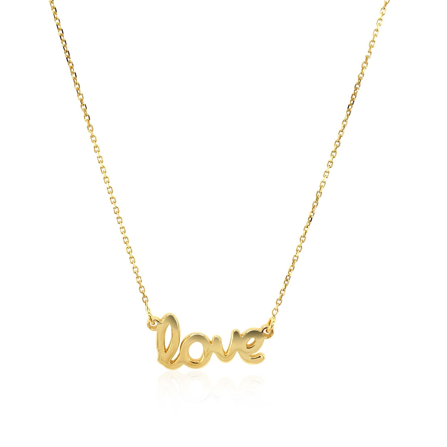 14k Yellow Gold Script LOVE Necklace for Women | Yene store