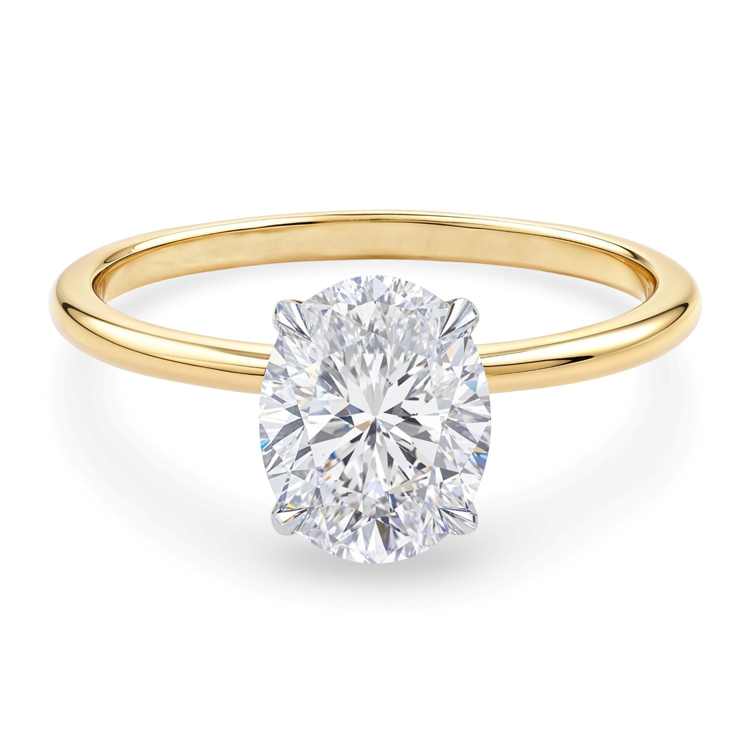 1 1/2 Carat Oval Lab Grown IGI G/VS1 Diamond Solitaire Ring in 14K Yellow Gold