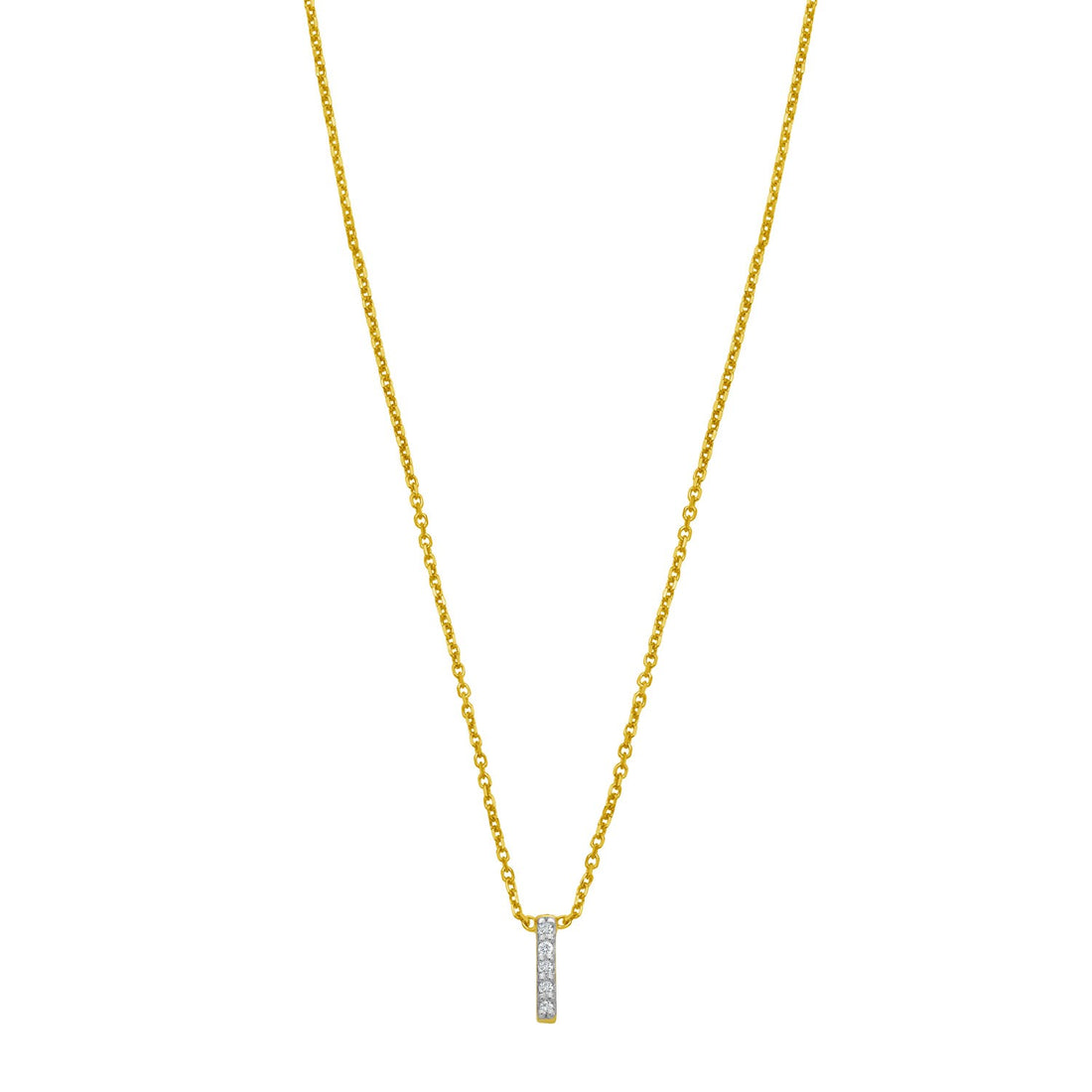 14K Yellow Gold Mini Diamond I Initial Pendant Necklace for Women | Yene store