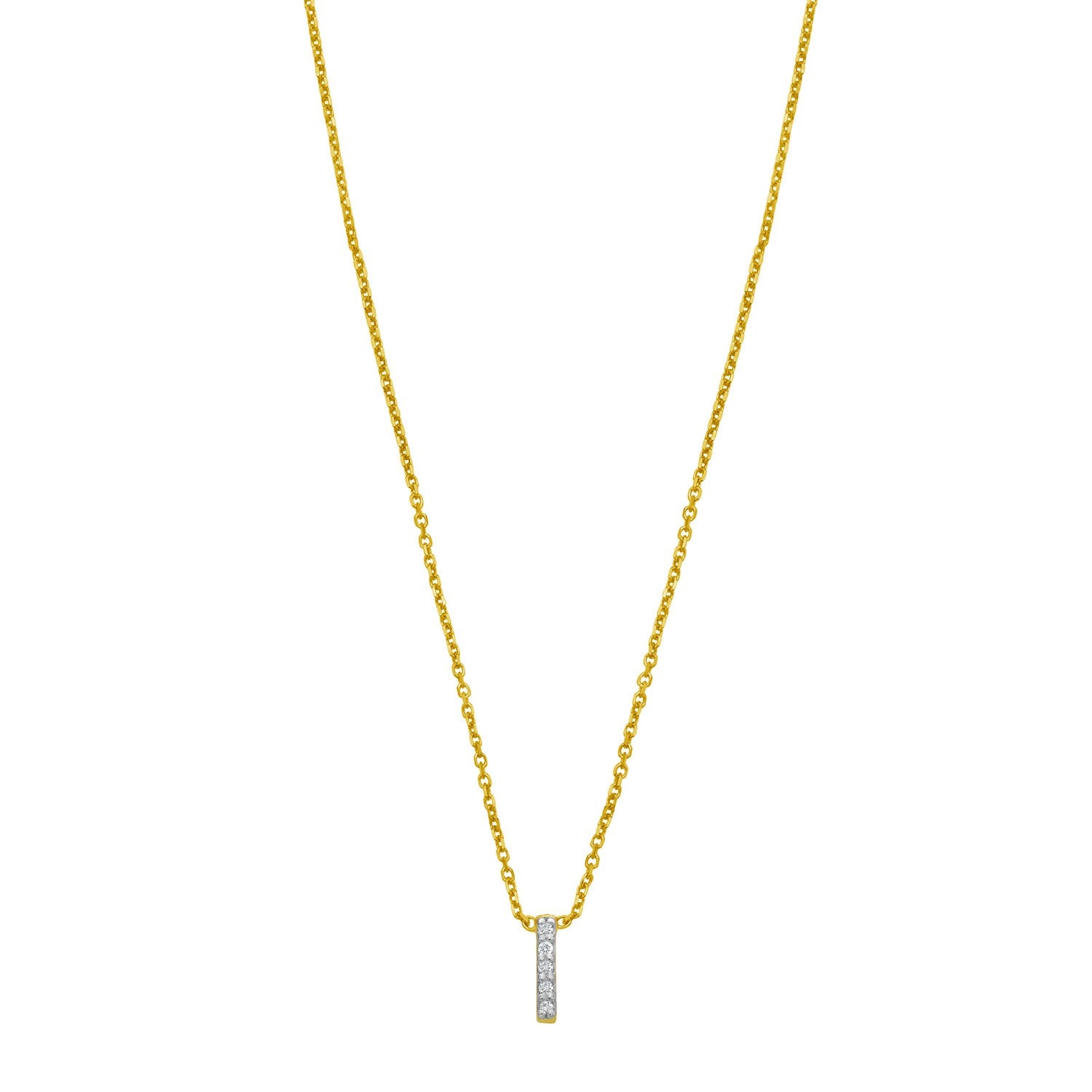 14K Yellow Gold Mini Diamond I Initial Pendant Necklace for Women | Yene store