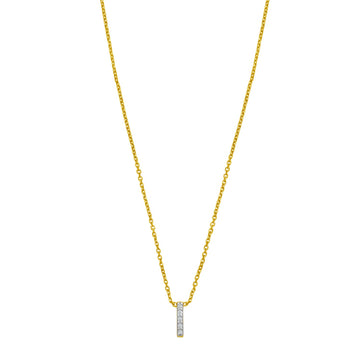 14K Yellow Gold Mini Diamond I Initial Pendant Necklace for Women | Yene store