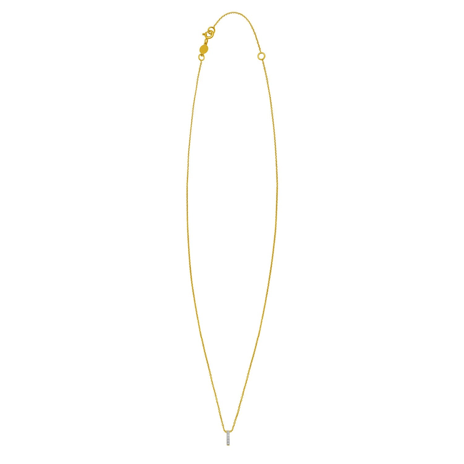 14K Yellow Gold Mini Diamond I Initial Pendant Necklace for Women | Yene store