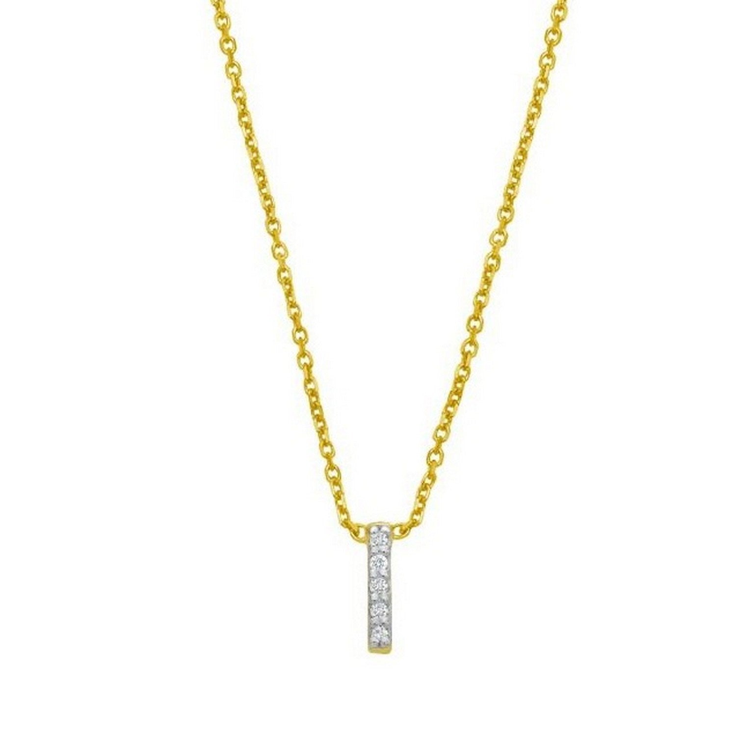 14K Yellow Gold Mini Diamond I Initial Pendant Necklace for Women | Yene store