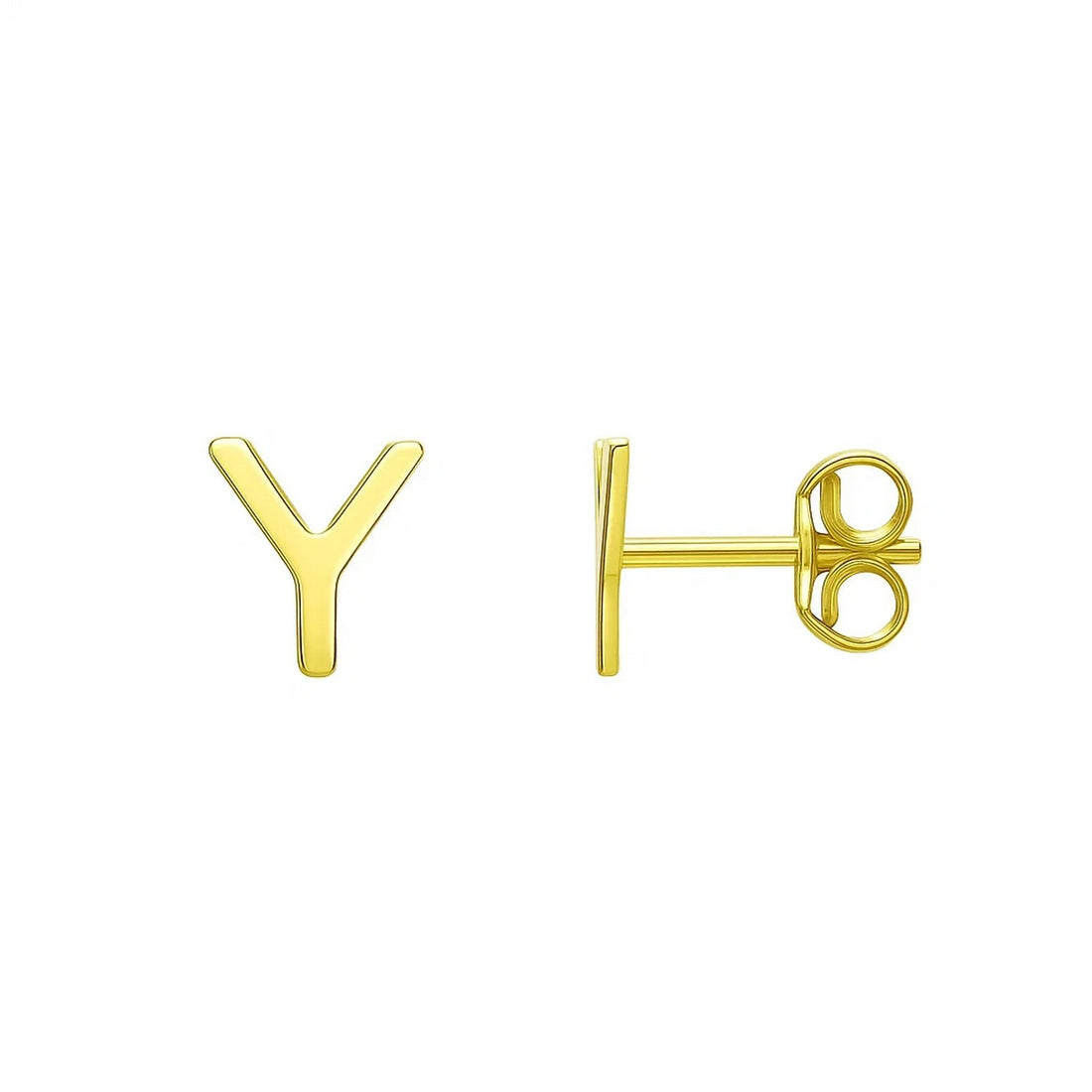 14K Yellow Gold Yours Truly Initial Y Stud Earrings for Women | Yene store